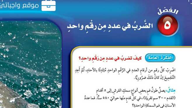 حل الفصل الخامس الضرب في عدد من رقم واحد رياضيات رابع ابتدائي ف1 1447