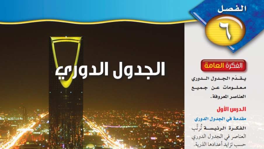 حل علوم الفصل السادس الجدول الدوري ثالث متوسط ف1 1445