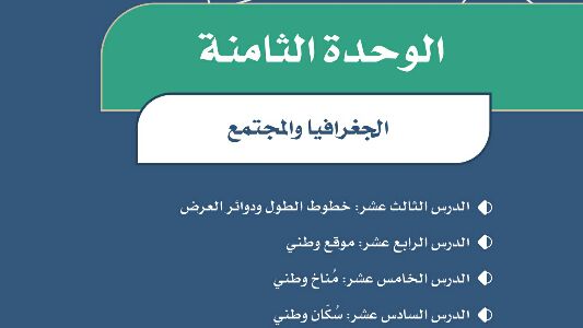 حل الوحدة الثامنة الجغرافيا والمجتمع اجتماعيات سادس ابتدائي ف2 1447