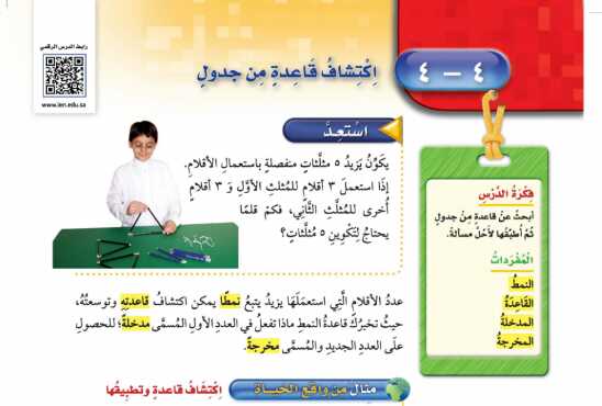 شرح درس اكتشاف قاعدة من جدول للصف الرابع الابتدائي ف1