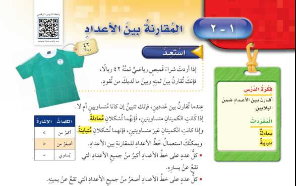شرح درس المقارنة بين الاعداد للصف الخامس الابتدائي ف1