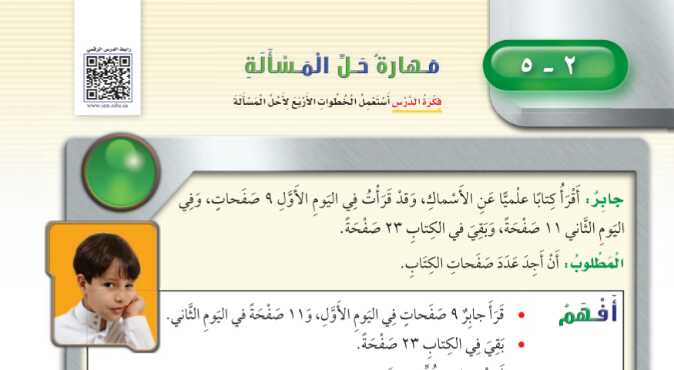 شرح درس مهارة حل المسألة استعمال الخطوات الأربع للصف الثالث الابتدائي ف1