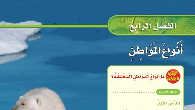 حل الفصل الرابع أنواع المواطن علوم ثاني ابتدائي ف1 1448