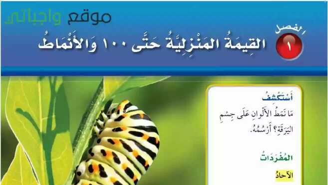 حل رياضيات الفصل الاول القيمة المنزلية حتى 100 والانماط رياضيات ثاني ابتدائي ف1 1448