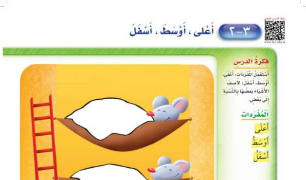 شرح درس أعلى أوسط أسفل اول ابتدائي ف1
