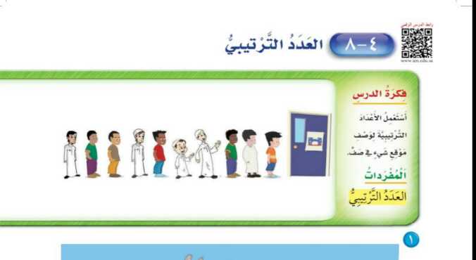 شرح درس العدد الترتيبي اول ابتدائي ف1