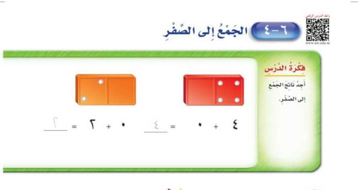شرح درس الجمع إلى الصفر اول ابتدائي ف1