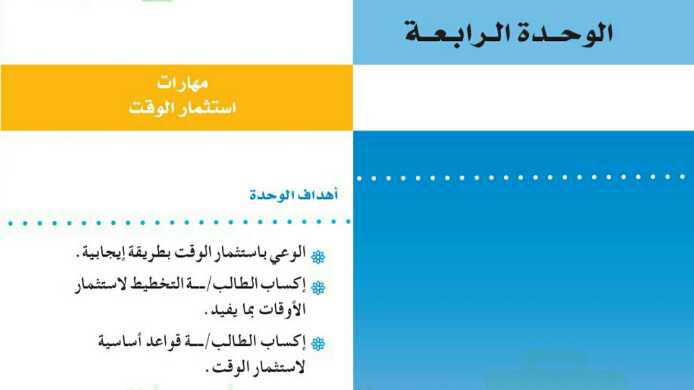 حل الوحدة الرابعة مهارات استثمار الوقت