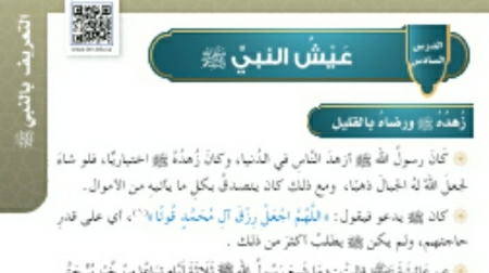 شرح درس عيش النبي صلى الله عليه وسلم للصف الرابع الابتدائي ف1