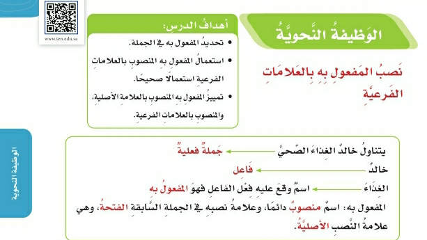 شرح درس نصب المفعول به بالعلامات الفرعية خامس ابتدائي ف2