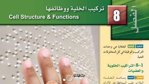 حل الفصل الثامن تركيب الخلية ووظائفها احياء ثاني ثانوي مسارات ف1 1446