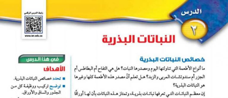 شرح درس النباتات البذرية علوم ثاني متوسط ف2