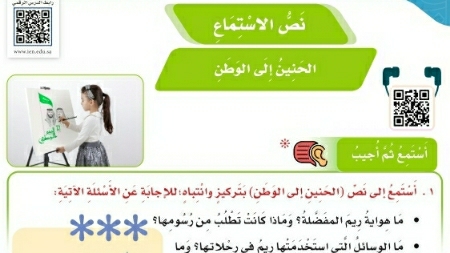 شرح درس نص الاستماع الحنين الى الوطن خامس ابتدائي ف2