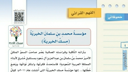 شرح درس الفهم القرائي مؤسسة محمد بن سلمان الخيرية مسك الخيرية ثالث متوسط ف2