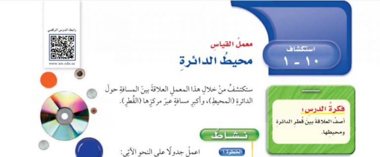 شرح درس استكشاف محيط الدائرة سادس ابتدائي ف2
