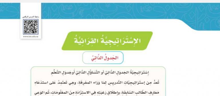 شرح درس الاستراتيجية القرائية الجدول الذاتي سادس ابتدائي ف2