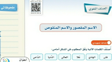 شرح درس الصنف اللغوي الاسم المقصور والاسم المنقوص ثاني متوسط ف2