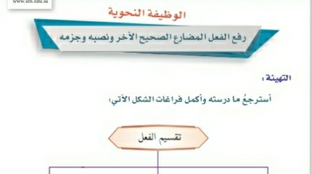 شرح درس الوظيفة النحوية رفع الفعل المضارع الصحيح الآخر ونصبه وجزمه اول متوسط ف2