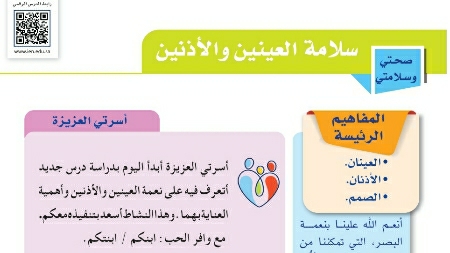 شرح درس سلامة العينين والأذنين للصف الرابع الابتدائي ف1