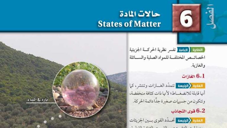 حل كيمياء 2 الفصل السادس حالات المادة ثاني ثانوي مسارات ف1 1447
