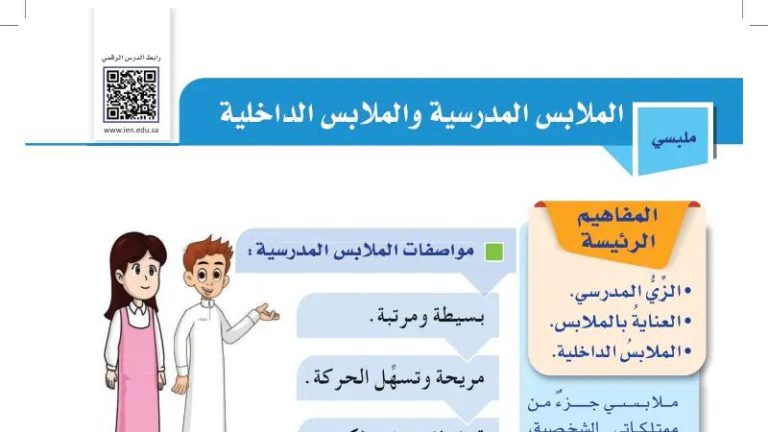 شرح درس الملابس المدرسية والملابس الداخلية للصف الرابع الابتدائي ف1