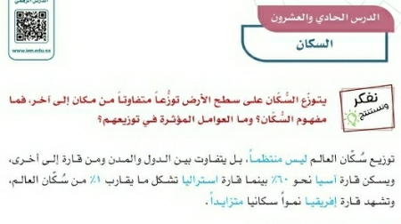 شرح درس السكان خامس ابتدائي ف2