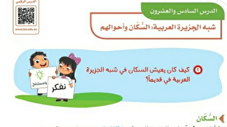 شرح درس شبه الجزيرة العربية السكان وأحوالهم رابع ابتدائي ف2