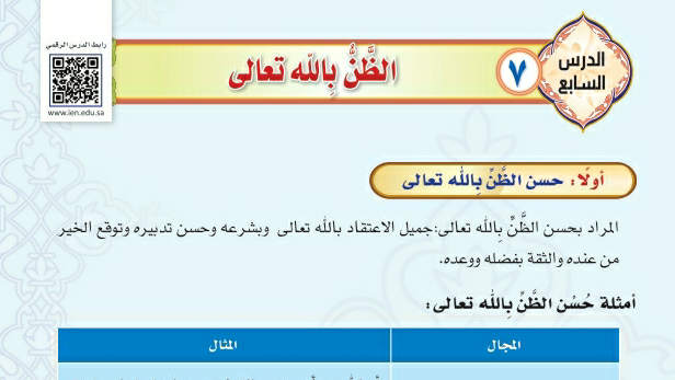 شرح درس الظن بالله تعالى توحيد دراسات اسلامية ثالث متوسط ف2