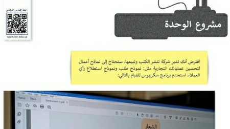 مشروع الوحدة الثانية مستندات ونماذج وتقارير الأعمال تقنية رقمية اول ثانوي ف2
