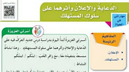 شرح درس الدعاية والإعلان وأثرهما على سلوك المستهلك سادس ابتدائي ف2