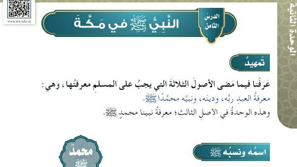 شرح درس النبي صلى الله عليه وسلم في مكة خامس ابتدائي ف2