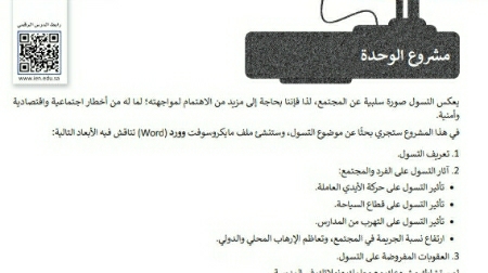 مشروع الوحدة الثانية معالجة النصوص المتقدمة مهارات رقمية اول متوسط ف1