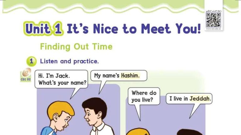 شرح دروس الوحدة الاولى Unit1: It’s Nice to Meet You