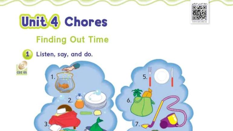 شرح دروس الوحدة الرابعة Unit4: Chores