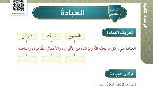 شرح درس العبادة للصف الرابع الابتدائي ف1