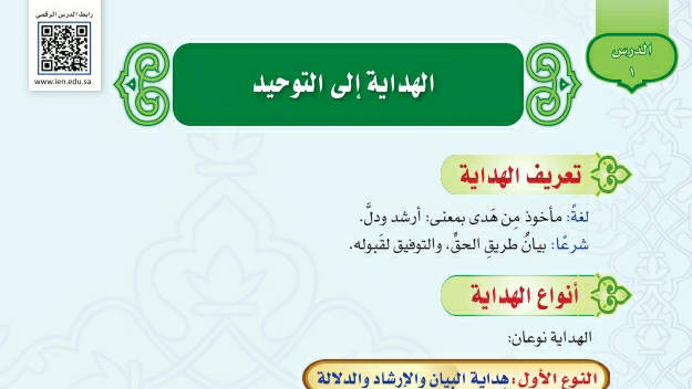 شرح درس الهداية إلى التوحيد اول متوسط ف2