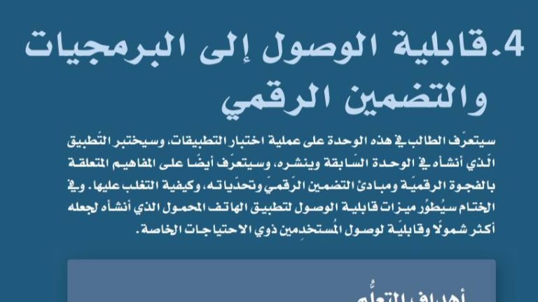 حل الفصل 4 قابلية الوصول إلى البرمجيات والتضمين الرقمي