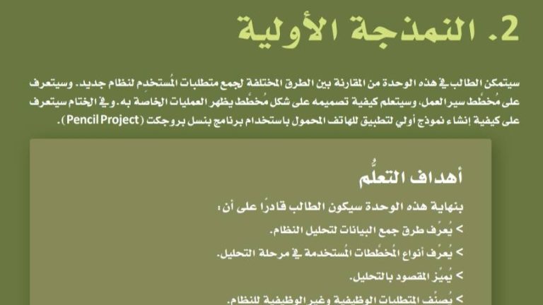 حل الفصل 2 النمذجة الأولية ثالث ثانوي مسارات ف1 1445