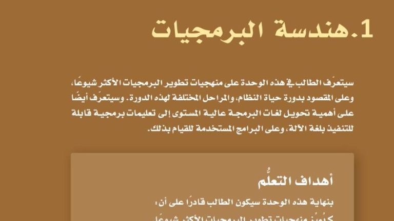 حل الفصل 1 هندسة البرمجيات ثالث ثانوي مسارات ف1 1445