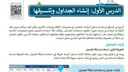 شرح درس إنشاء الجداول وتنسيقها مهارات رقمية سادس ابتدائي ف2