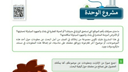 مشروع الوحدة الاولى التصميم المتقدم للمستندات سادس ابتدائي ف2