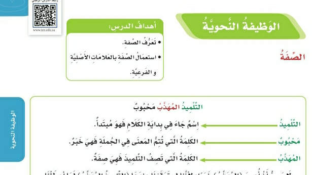 شرح درس الوظيفة النحوية الصفة خامس ابتدائي ف2