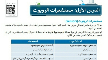 شرح درس مستشعرات الروبوت مهارات رقمية سادس ابتدائي ف2