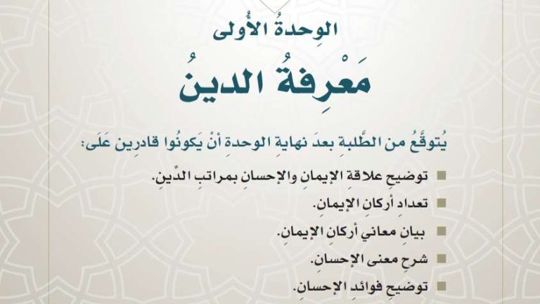 حل الوحدة الأولى معرفة الدين توحيد خامس ابتدائي ف3 1446
