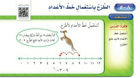 شرح درس الطرح باستعمال خط الأعداد اول ابتدائي ف2