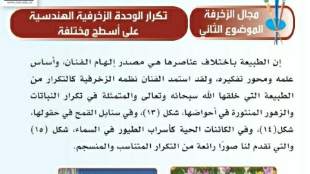 شرح درس تكرار الوحدة الزخرفية الهندسية على أسطح مختلفة ثالث ابتدائي ف2