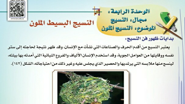 شرح درس النسيج البسيط الملون للصف الثالث الابتدائي ف1