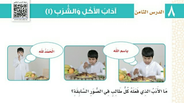 شرح درس آداب الأكل والشرب ١ ثاني ابتدائي ف1