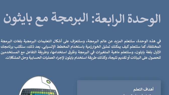 الوحدة الرابعة البرمجة مع بايثون