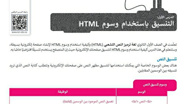 شرح درس التنسيق باستخدام وسوم HTML تقنية رقمية ثاني ثانوي ف2